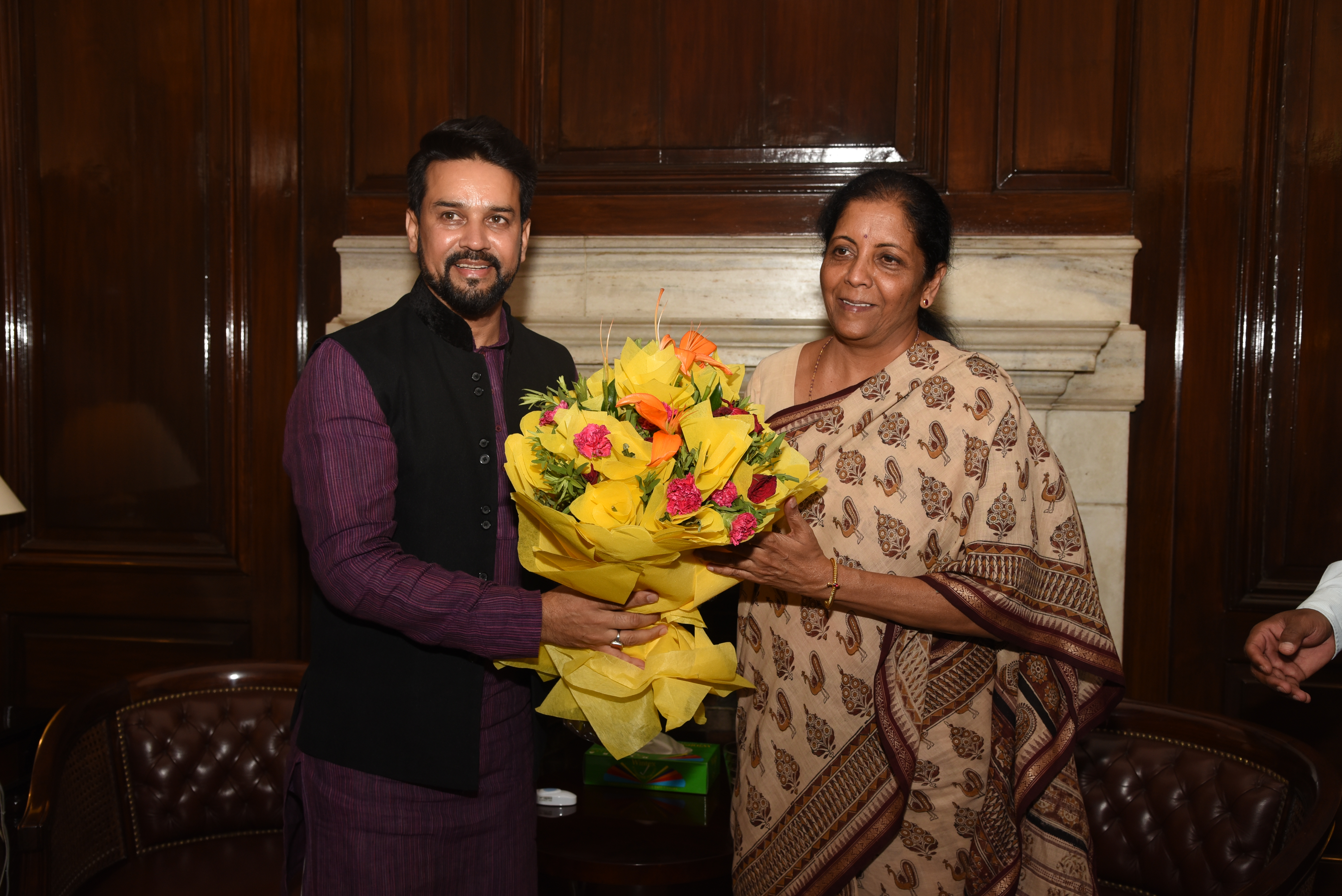 Nirmala Sitharaman takes charge as Minister of Finance & Corporate Affairs;Thakur takes charge as Minister of State