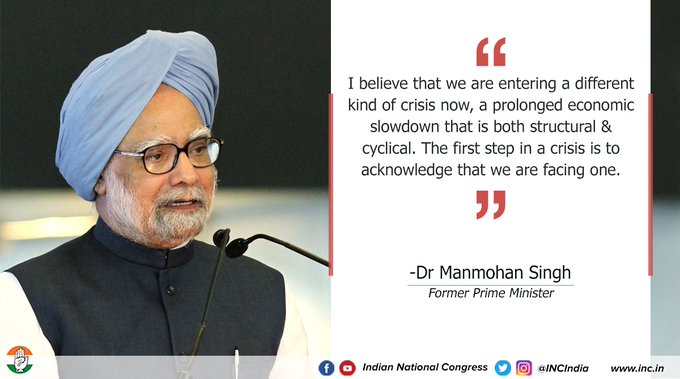 Can’t achieve $5 trillion economy target if growth keeps going down: Manmohan Singh