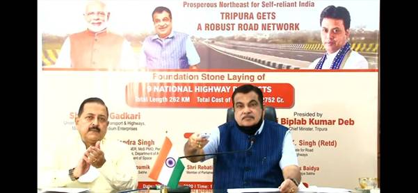 Nitin Gadkari lays foundation stones of 9 National Highway projects in Tripura