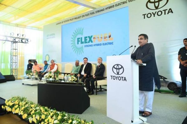 Nitin Gadkari launches Toyota’s pilot project on flex fuel-strong hybrid EV